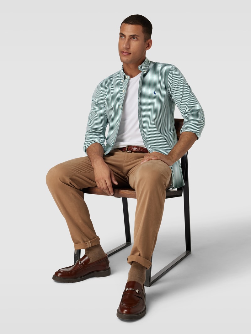 Slim Fit Freizeithemd mit Button-Down-Kragen in hellgrün