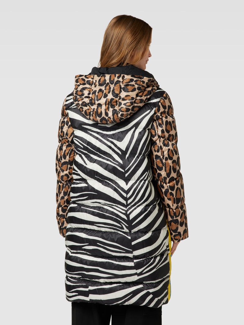 Daunenmantel mit Animal-Print in camel