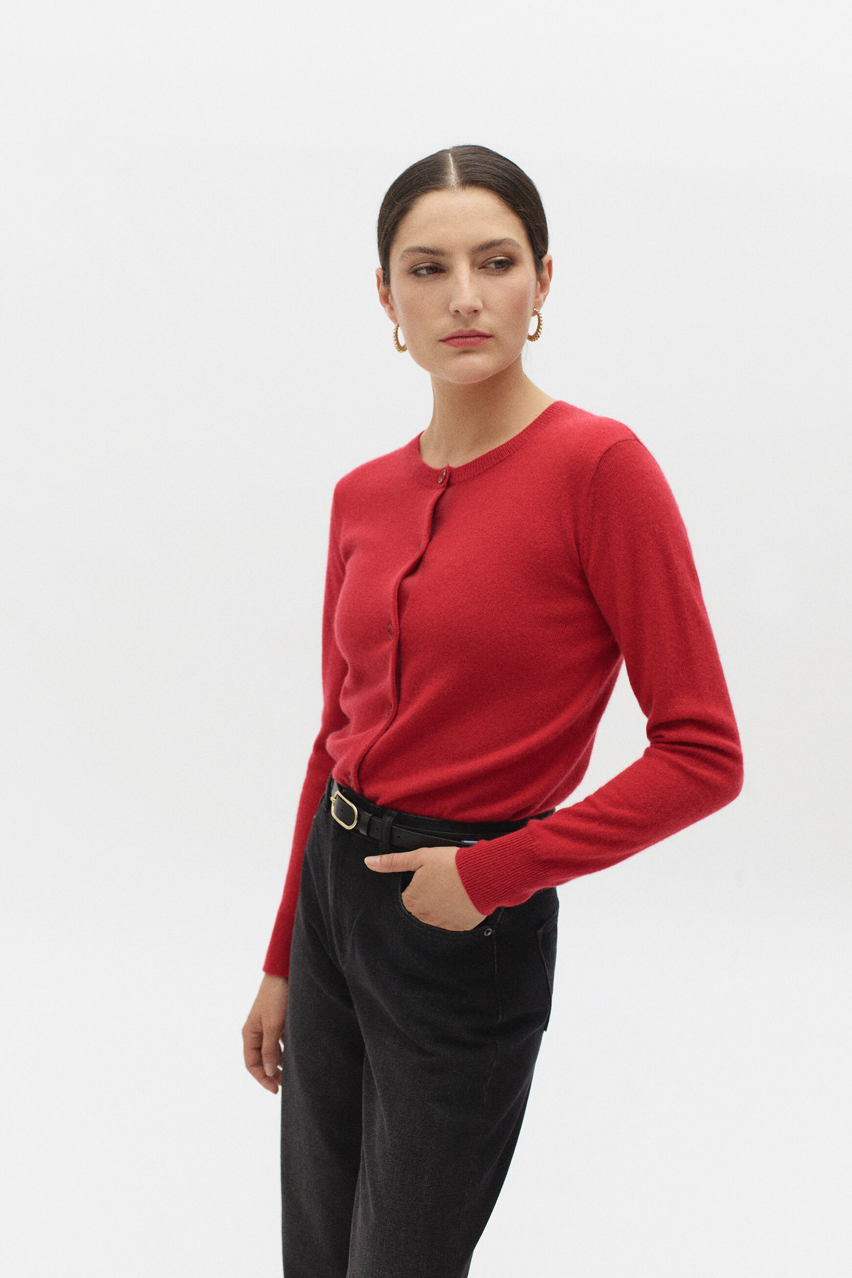 gilet caroline 100% cachemire rouge femme