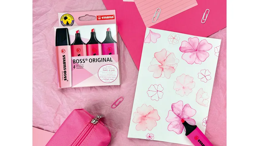 STABILO BOSS ORIGINAL Textmarker Shades of Pink 4er Pack