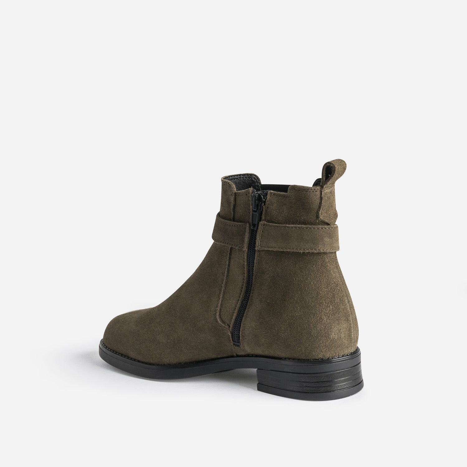 Boots kaki en cuir velours
