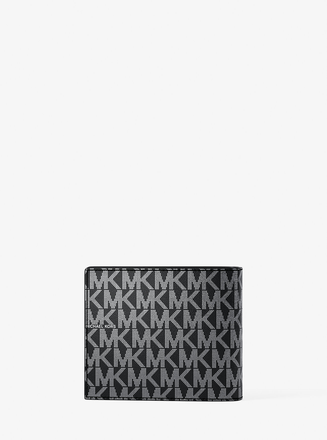 Hudson Metallic Signature Logo Billfold Wallet With Passcase - BLACK
