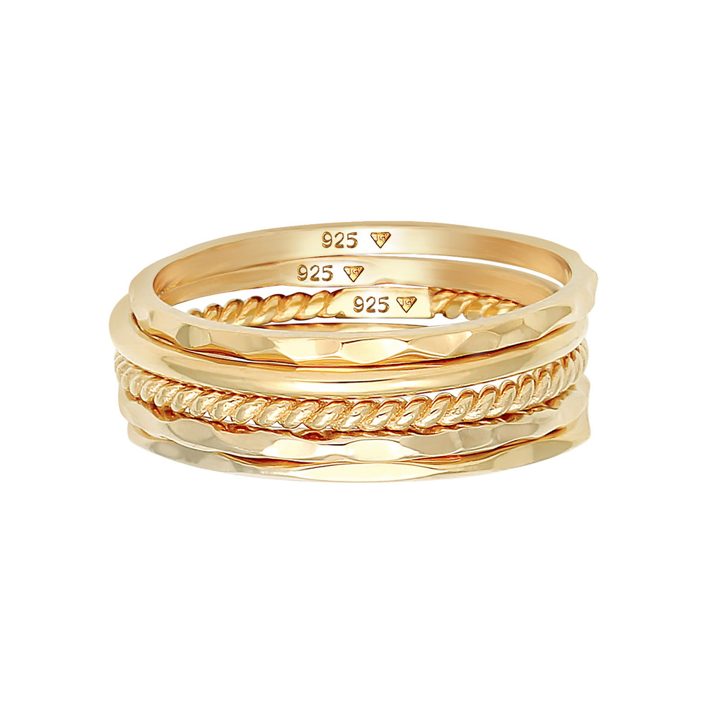 Elli Elli Bague Femmes Set Bande Empilage Minimaliste Tendance Blogueur Basique en Arg Bague