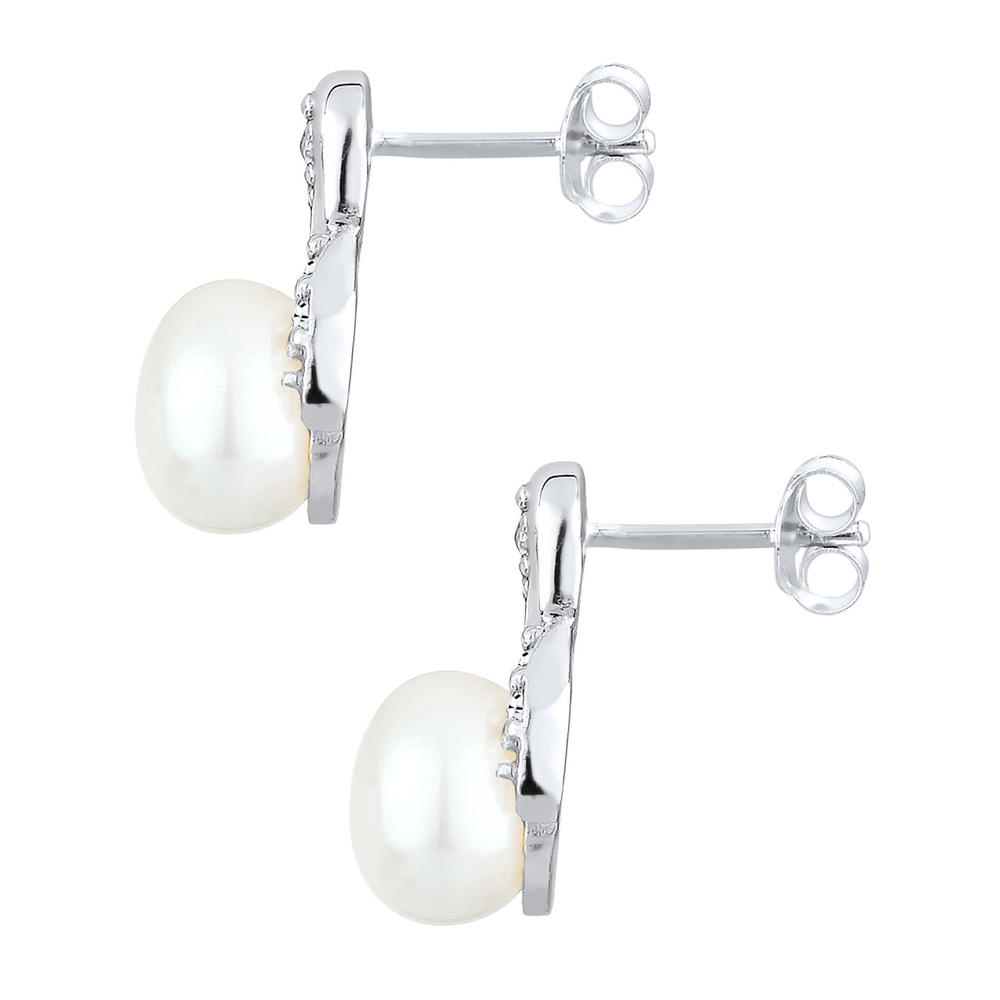 Elli Elli Boucles d'Oreilles Femmes Clous d'oreilles Infinity Élégant avec Perle d'eau Boucles d'oreilles