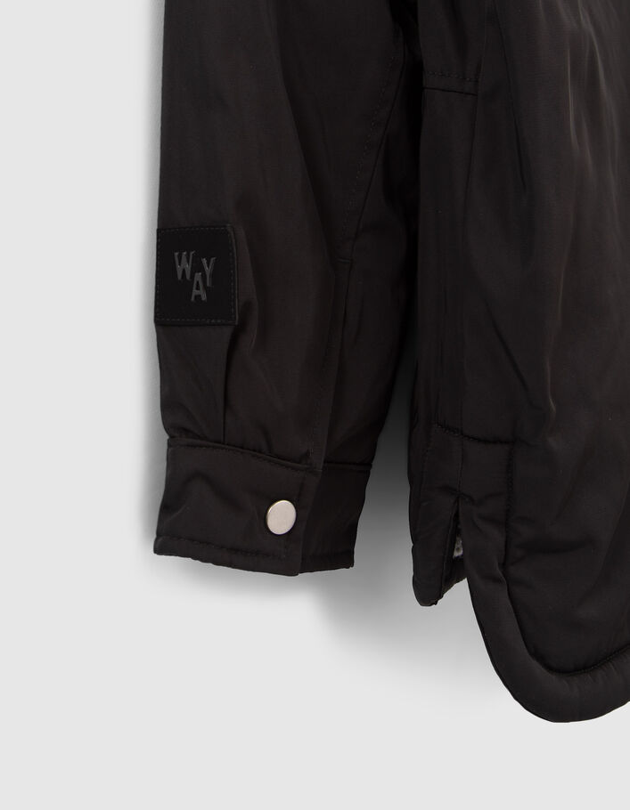 Parka noire fourrée Sherpa carreaux fille