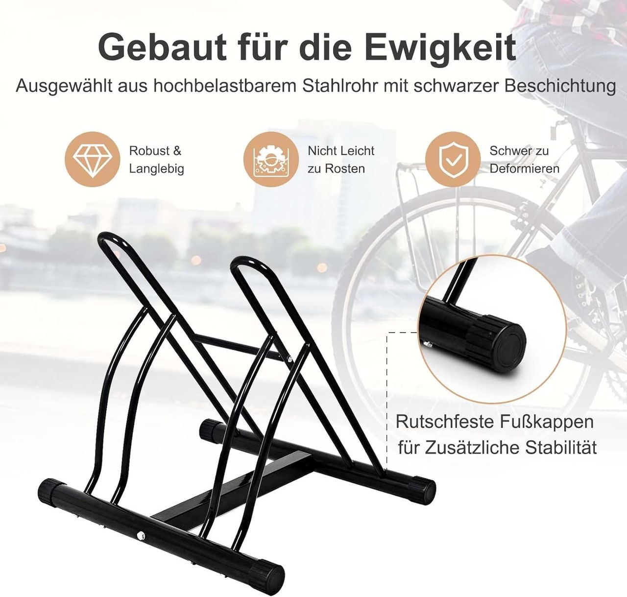 Costway Fahrradständer Bodenparker für 2 Fahrräder Bügelparker