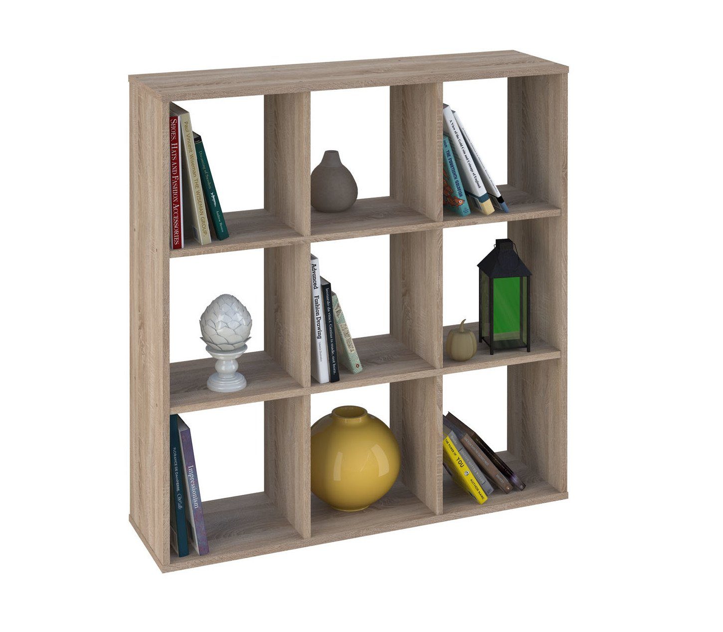 Polini Home Raumteilerregal Polini Home Raumteiler Bücherregal Regal Eiche-Optik 9 Fächer