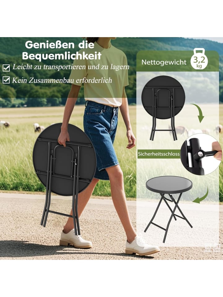 COSTWAY Beistelltisch klappbar 46 x 48 cm in Schwarz günstig kaufen onesize