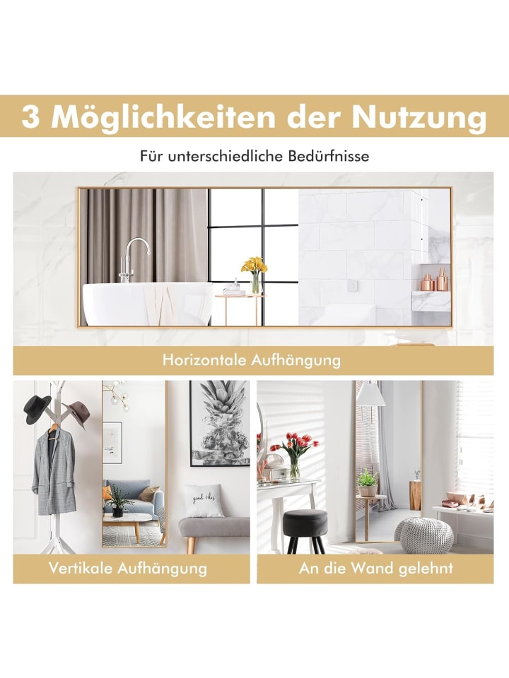 COSTWAY Wandspiegel in Gold günstig kaufen 150 cm