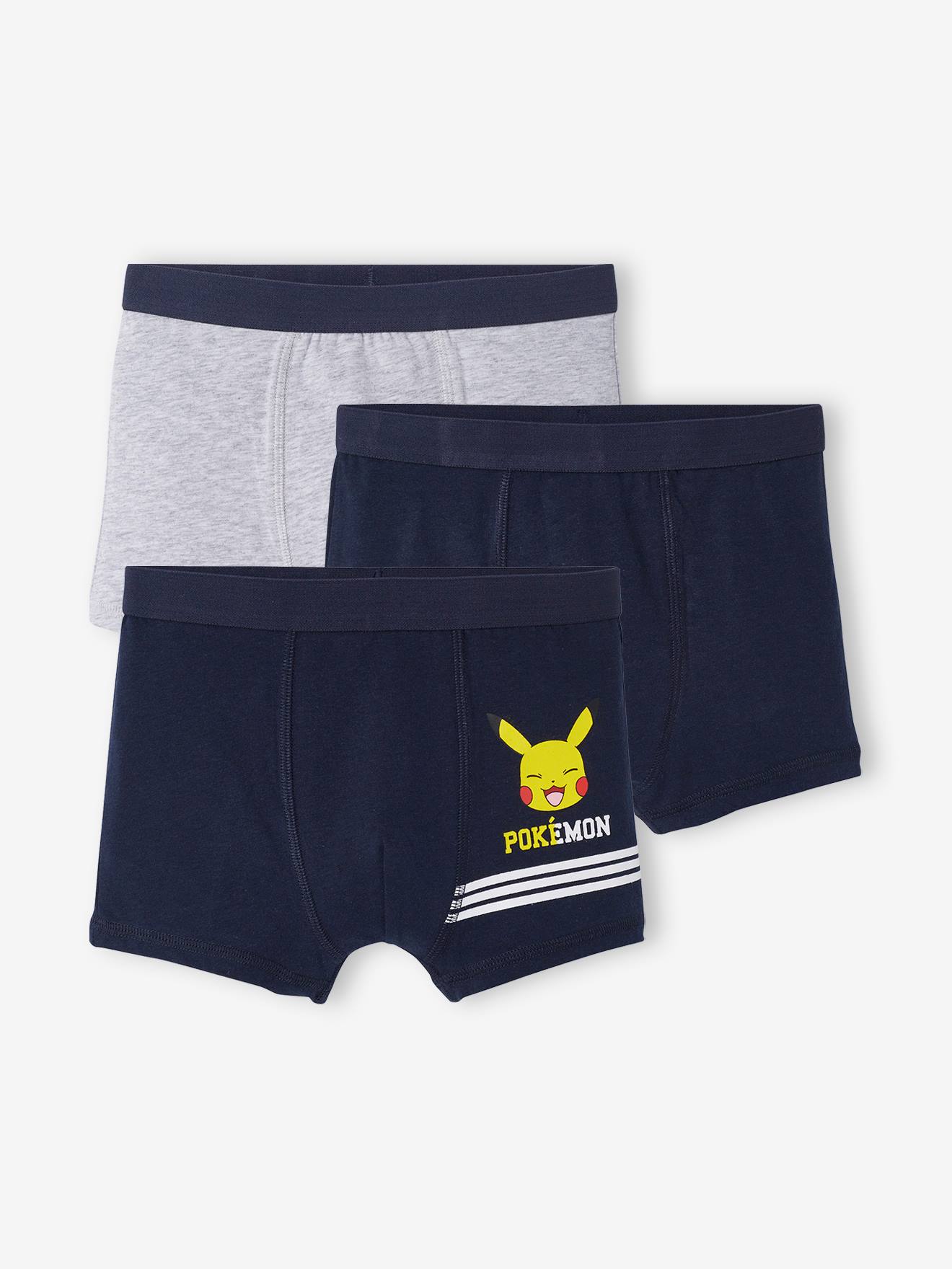 Lot de 3 boxers Pokémon® bleu marine, gris chiné