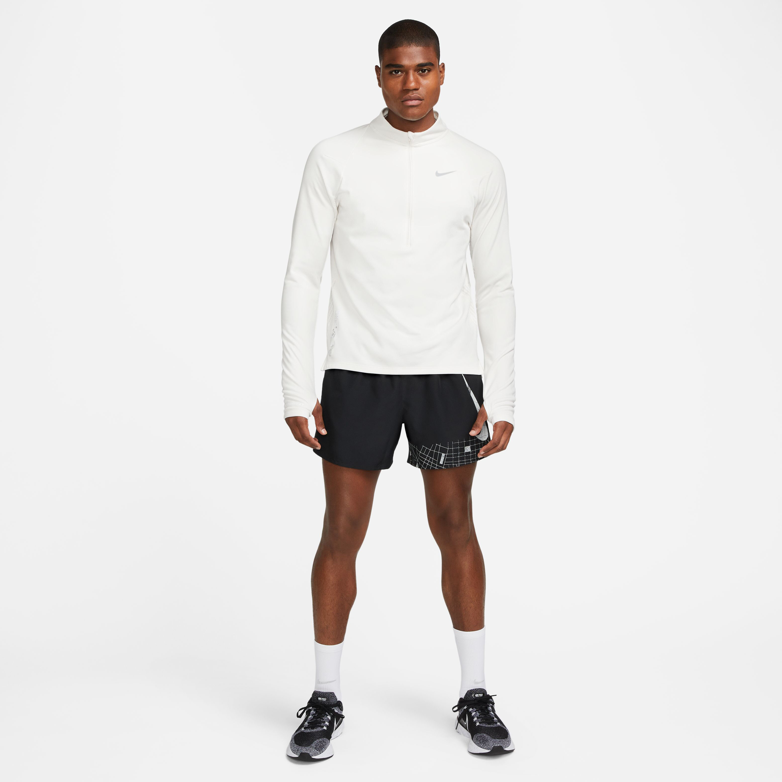 TF RDVN Element Half-Zip Lauftop Herren - Beige, Grau