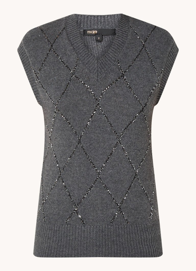 Gilet senza maniche Maje in pregiata maglia di misto lana con paillettes