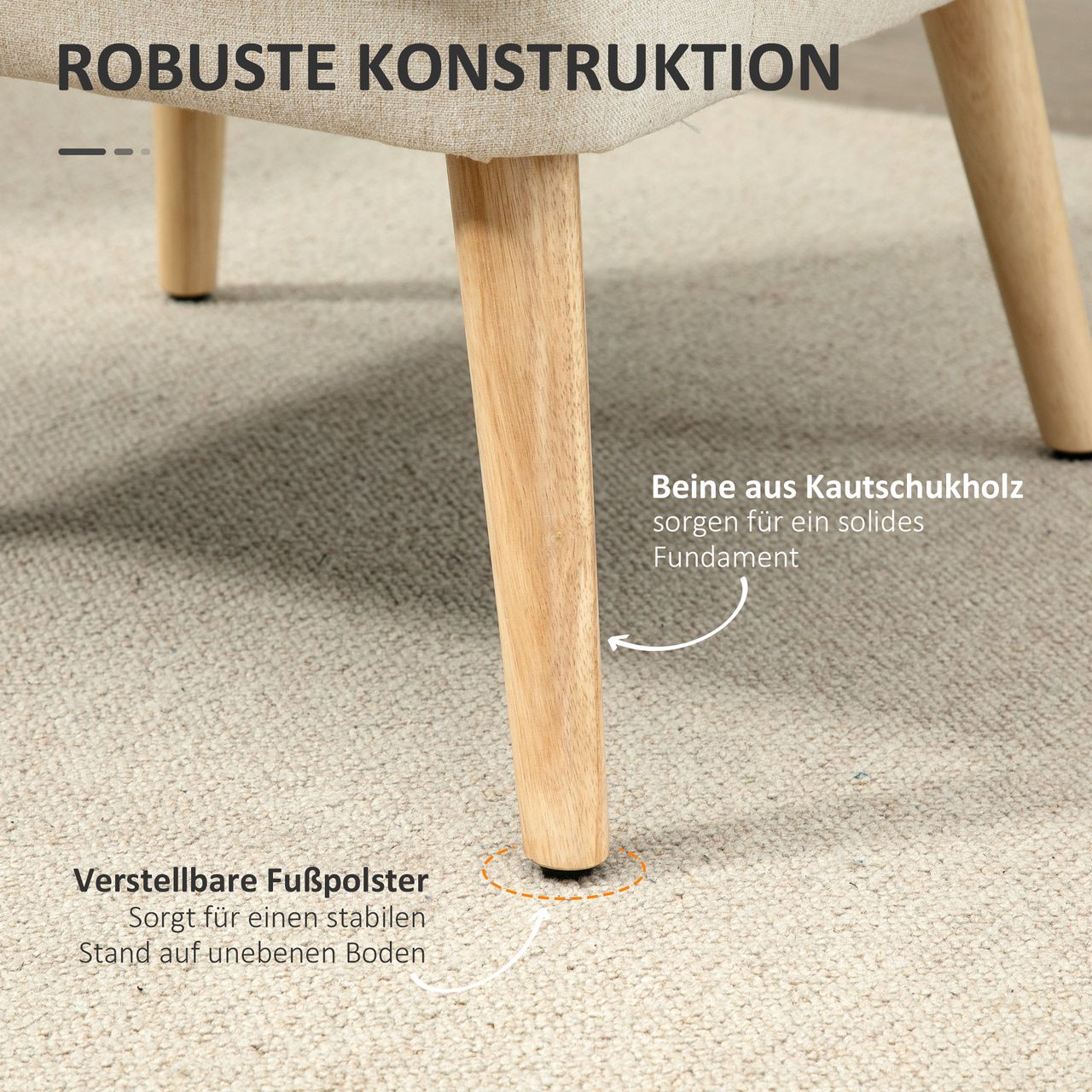 HOMCOM Esszimmerstuhl Polsterstuhl Küchenstuhl mit Armlehne Leinen-Touch Weiß