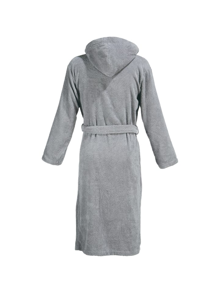 Erwin Müller Frottier Unisex-Bademantel mit Kapuze Heidelberg in hellgrau günstig kaufen
