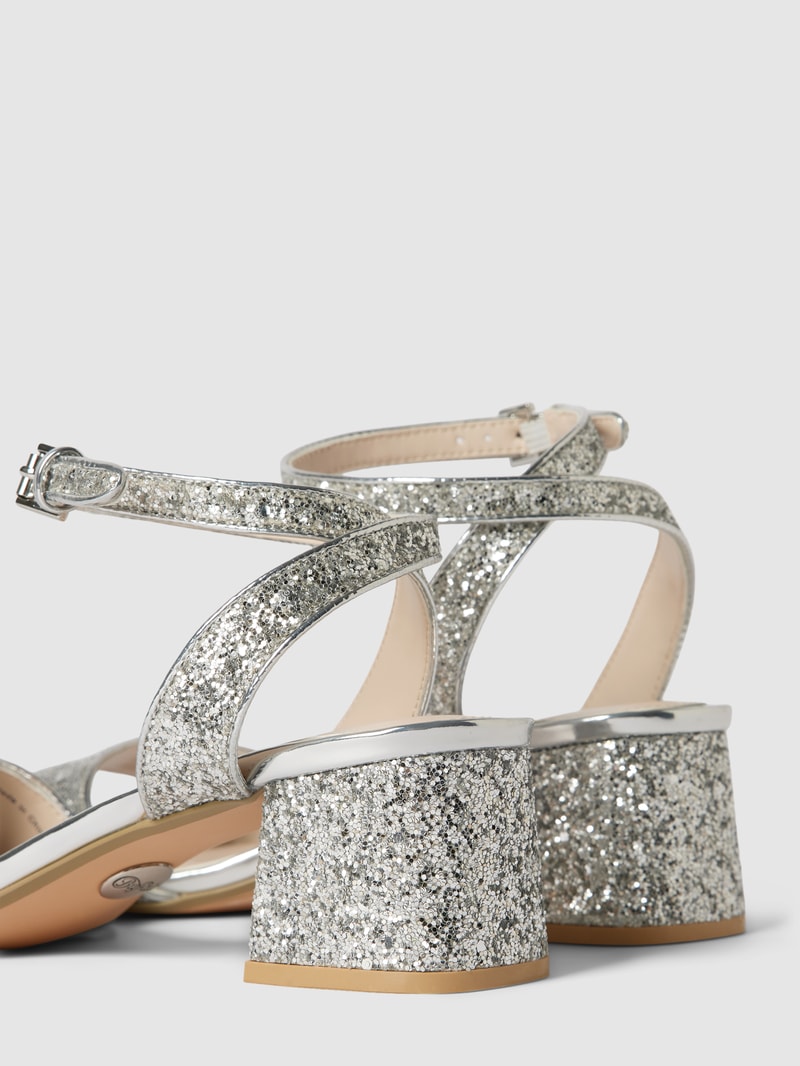 Sandaletten mit Paillettenbesatz in silber
