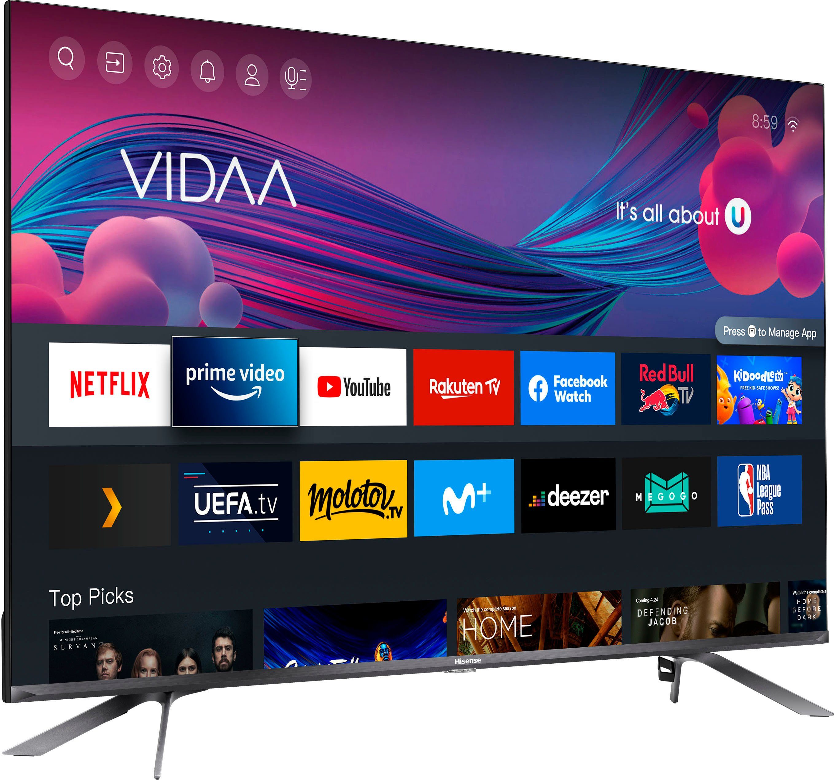 Hisense 50E76GQ QLED-Fernseher (126 cm/50 Zoll, 4K Ultra HD, Smart-TV, Quantum Dot, Dolby Vision & Atmos, USB Recording)