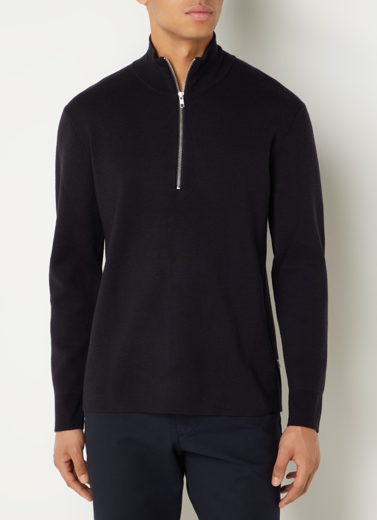 NN.07 Harald fine-knit sweater with half zip in wool blend