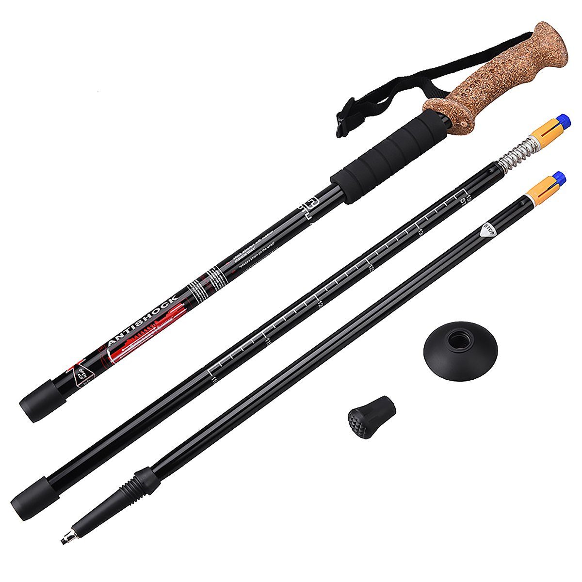 MidGard Nordic-Walking-Stöcke Teleskop Antischock Wanderstöcke aus Aluminiumlegierung mit Korkgriff (1 St)