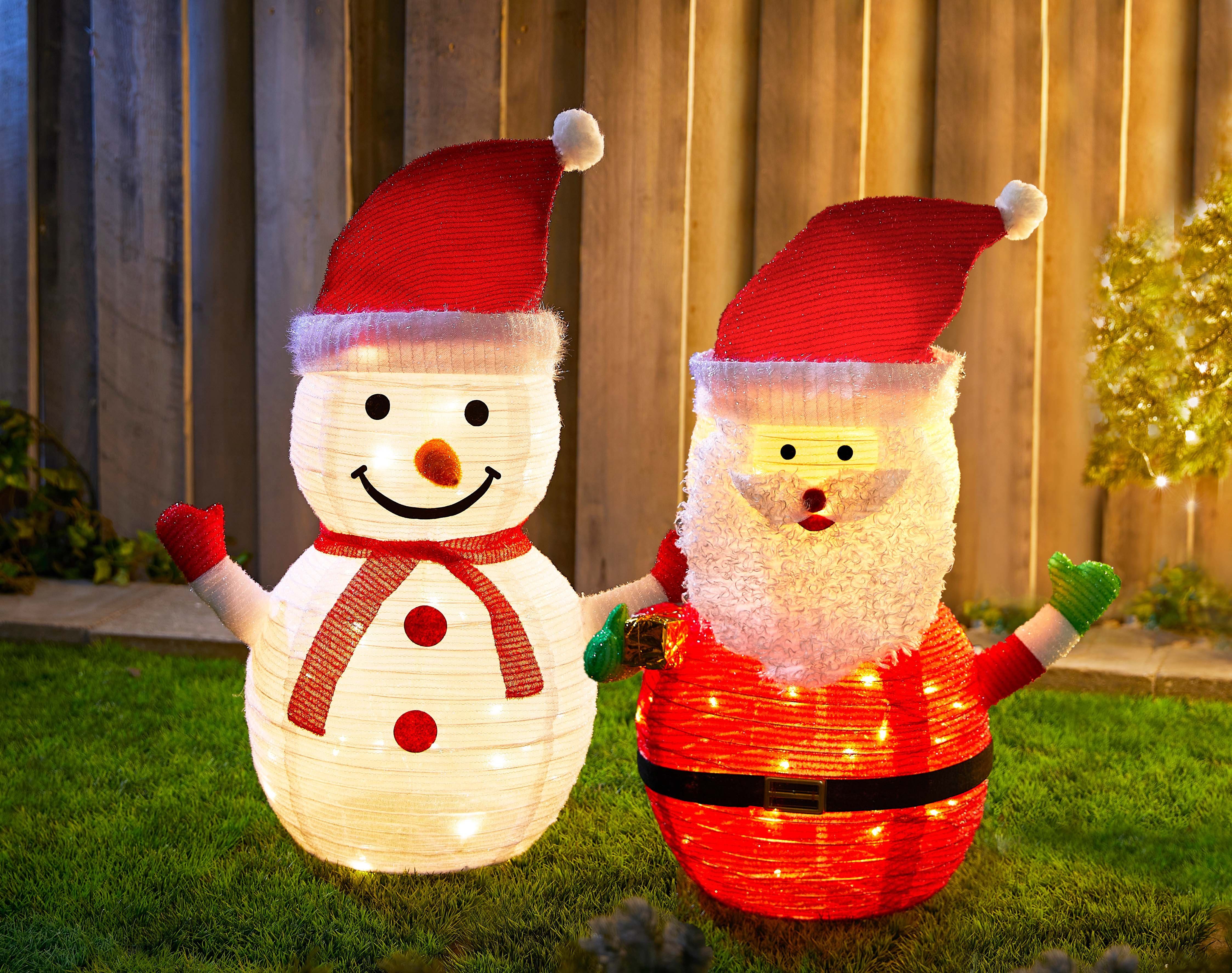 Northpoint Weihnachtsfigur LED Weihnachtsdeko 70cm hoch mit 45 integrierten warmweiße LEDs, zusammenfaltbar für Innen und Außen Gartendekoration Winterdekoration