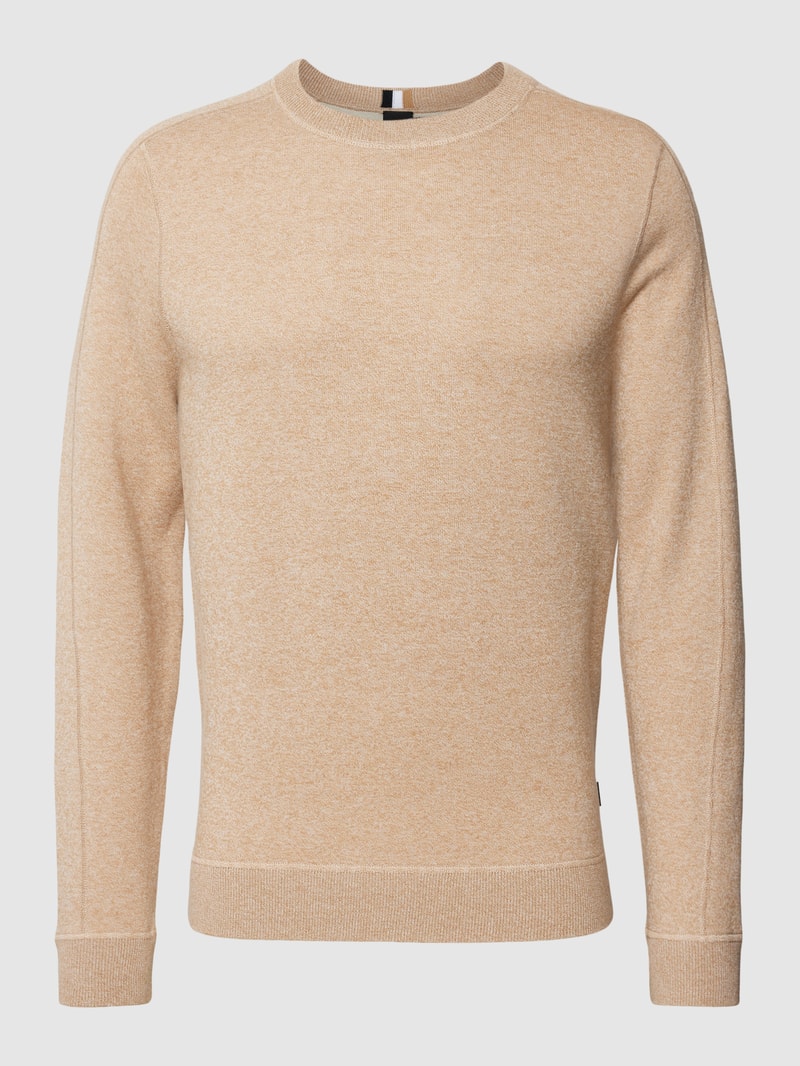Strickpullover mit Rundhalsausschnitt Modell 'Onore' in beige