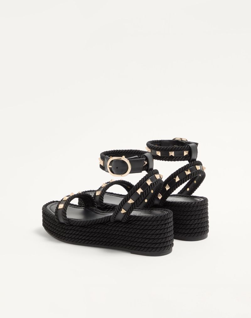 Flatform Rockstud kalveskindssandal 45mm