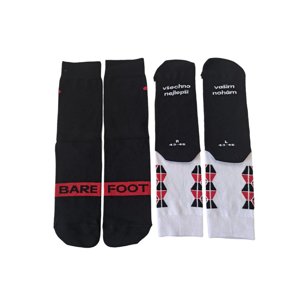 Footic Black/White Barfußsocken, 2 Paare