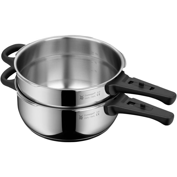 Perfect One Pot Schnellkochtopf-Set mit Dampfgareinsatz, 4,5 und 3,0 Liter, stapelbar