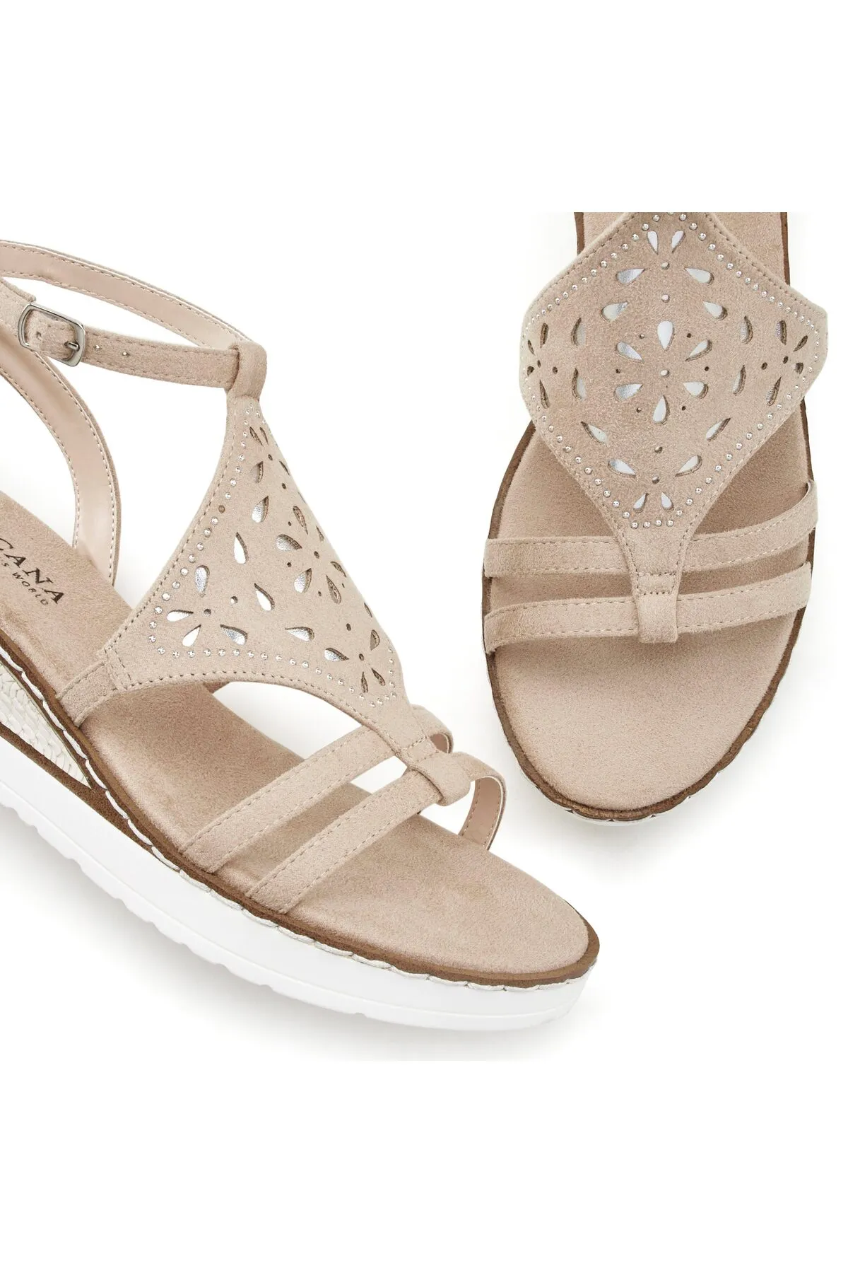 LASCANA  Sandalette - Beige - Keilabsatz