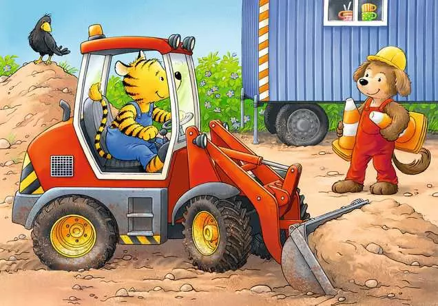 Kinderpuzzle ab 2 Jahren - Tiere auf der Baustelle - 2 + 4 + 6 + 8 Teile