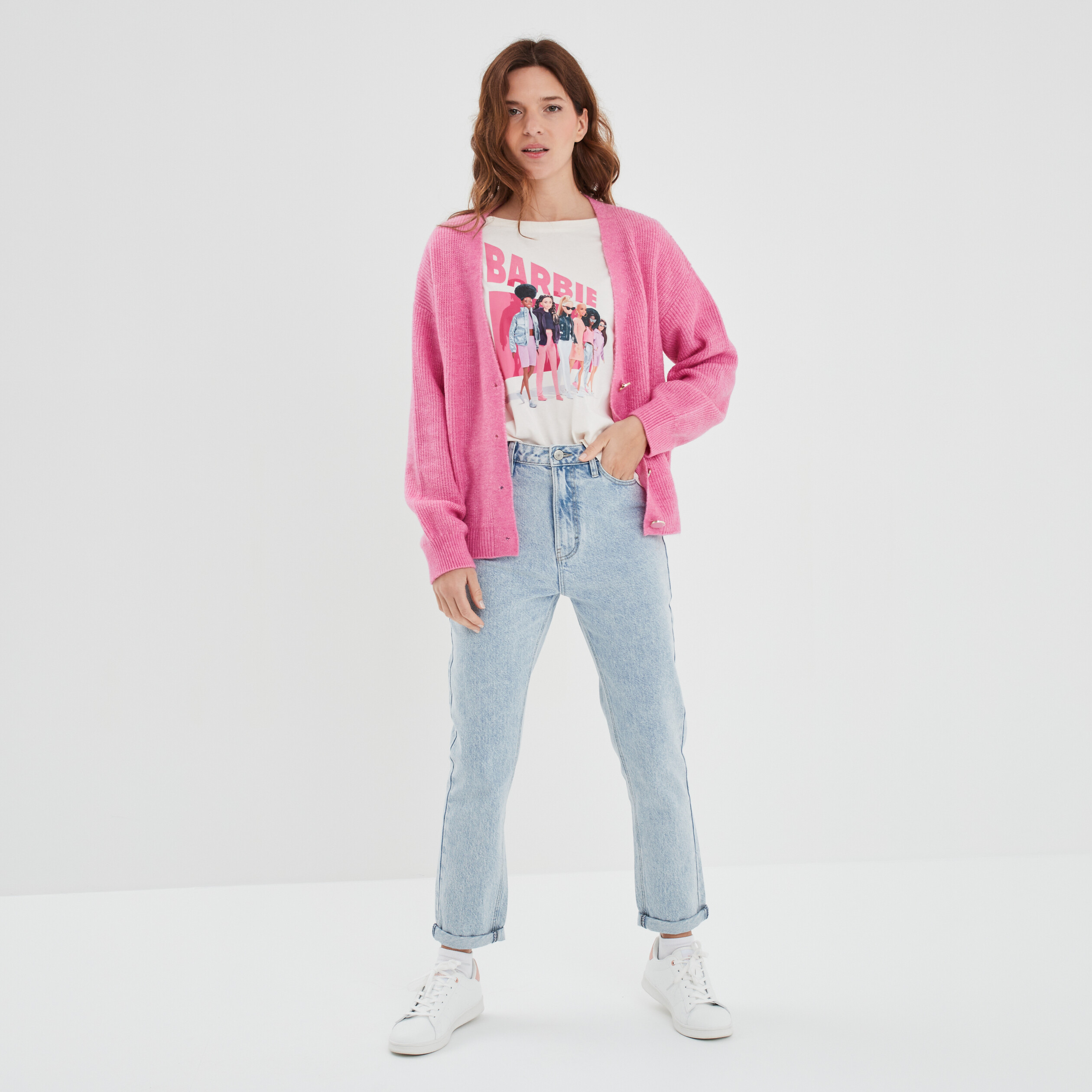 T-shirt manches courtes coton Barbie rose femme | La Halle