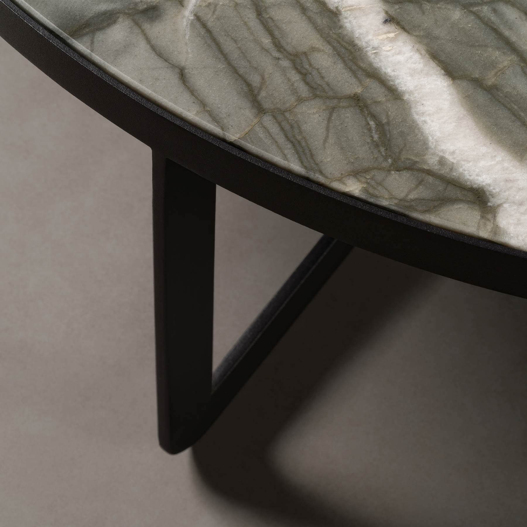 MAGNA Atelier Couchtisch OSAKA mit ECHTEM MARMOR, Wohnzimmer Tisch rund, Beistelltisch, schwarz Metallgestell, Ø70x42cm