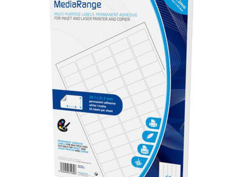MediaRange Universaletiketten MRINK149 Rechteckig Tintenstrahl- und Laserdrucker und Kopierer Weiß 50 Blatt à 24