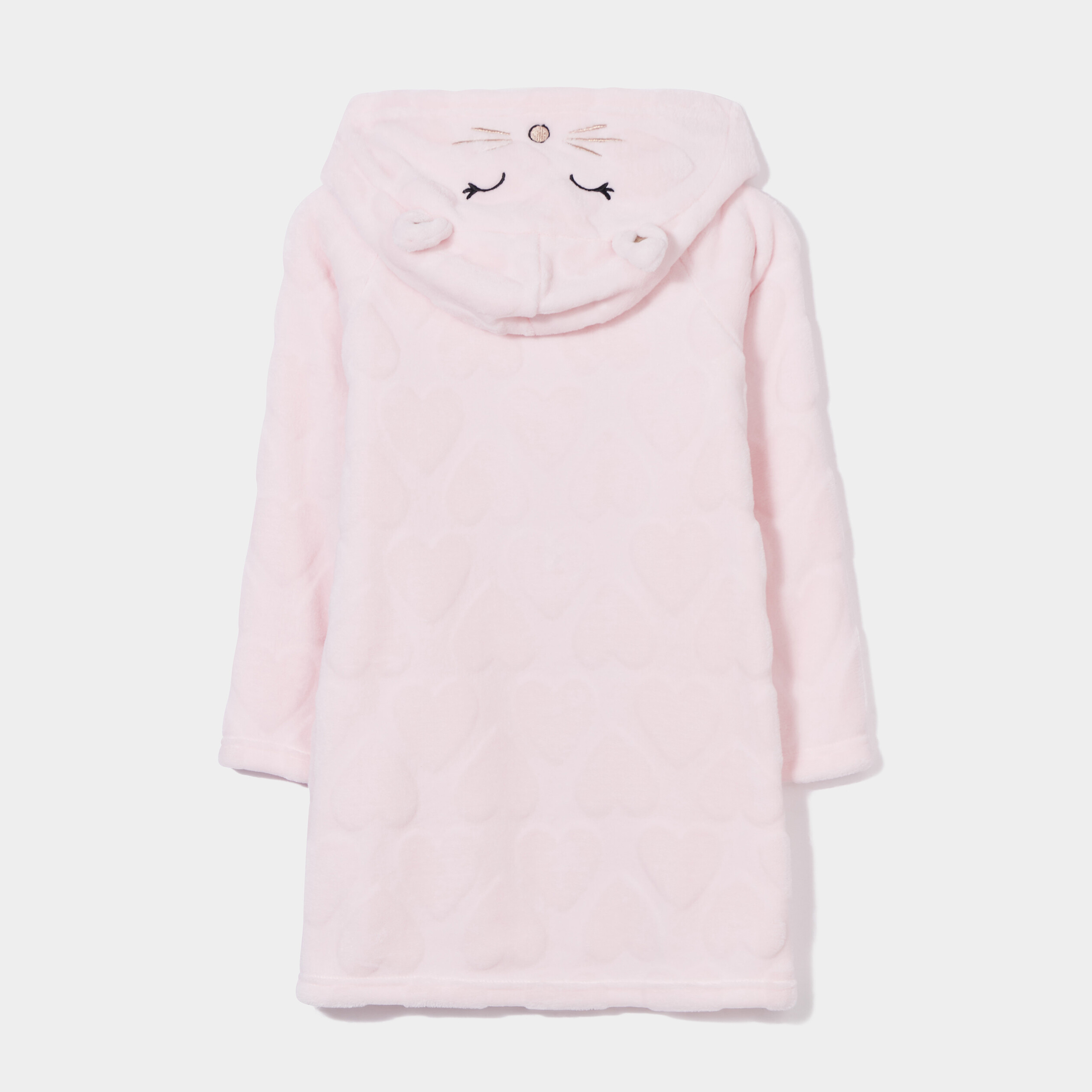 Peignoir pilou zippé à capuche rose clair fille | La Halle
