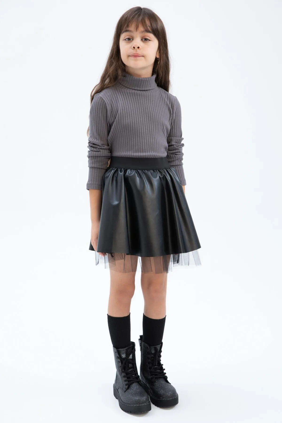 DeFacto  Geripptes Camisole-Langarm-T-Shirt mit Rollkragen für Mädchen