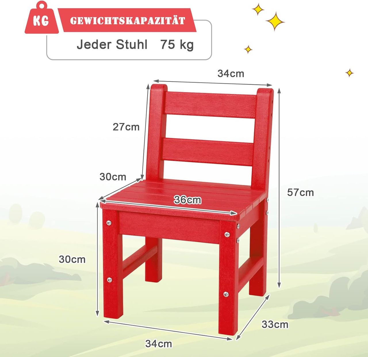 Costway 3-teiliges Tisch- & Stuhlset, Spieltisch-Set für Kleinkinder aus Holz
