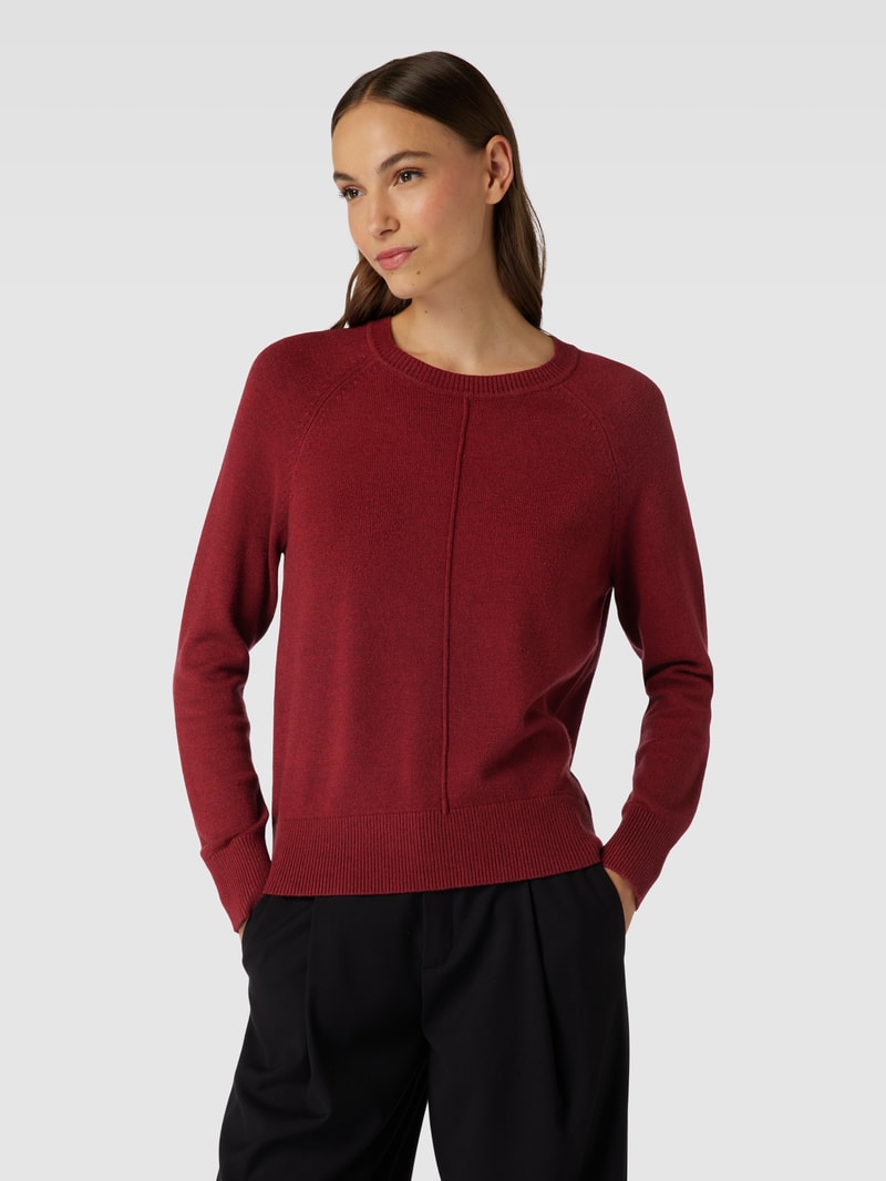 Strickpullover mit gerippten Abschlüssen in bordeaux rot meliert