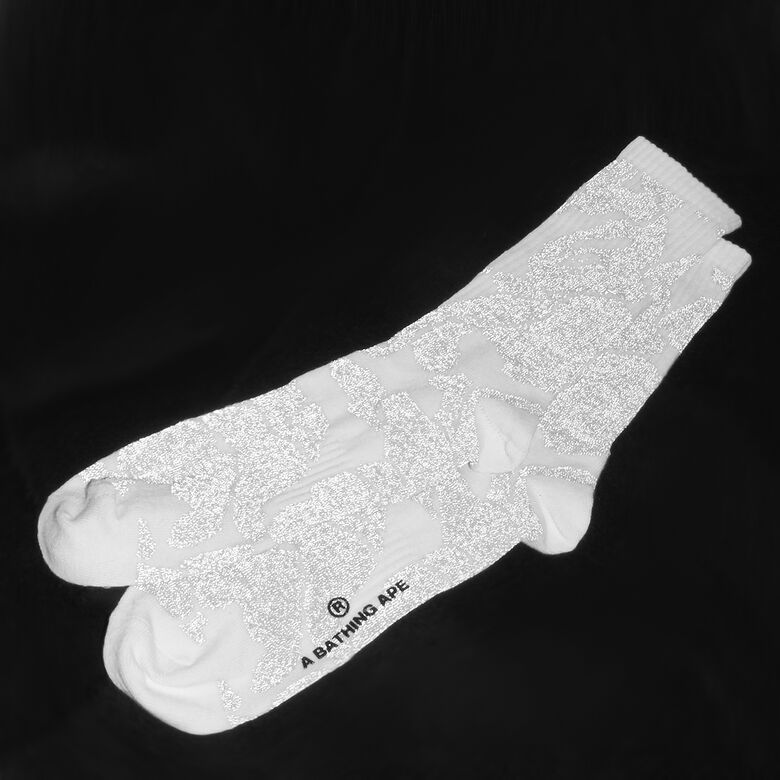 A Bathing Ape Reflective Camo Socks white