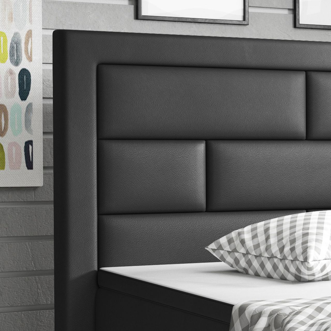 IHG Boxspringbett NIZZA 180x200 cm Kunstleder Schwarz