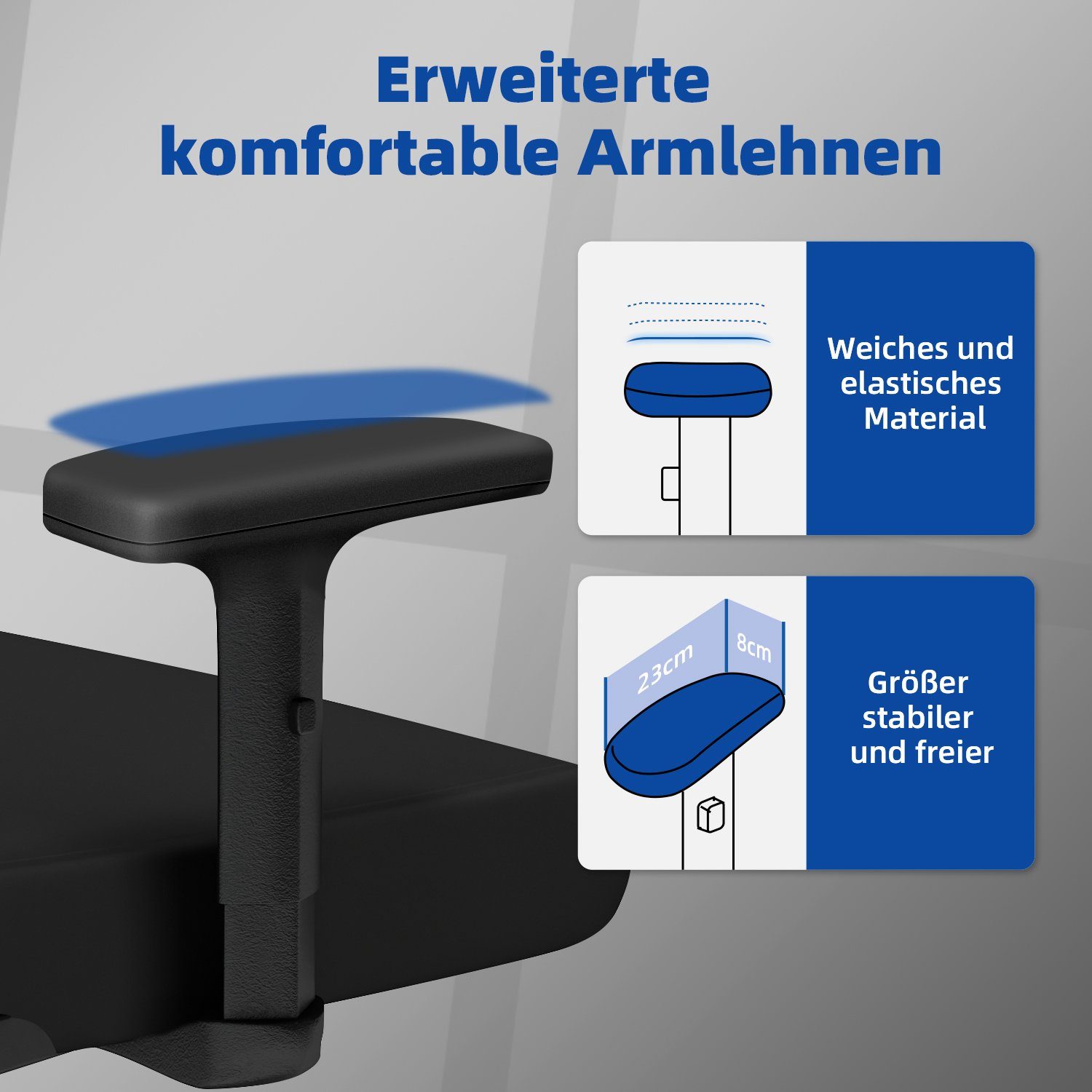 Daynee Bürostuhl Bürostuhl, Ergonomischer Schreibtischstuhl, Drehstuhl, Chefsessel (Packung, Verstellbare Armlehne,leise Rolle,Bis 155 kg belastbar, Atmungsaktiv,Sitzhöhe Einstellung), Wippfunktion 90°-135°, Verlängerte und Verbreiterte Rückenlehne,