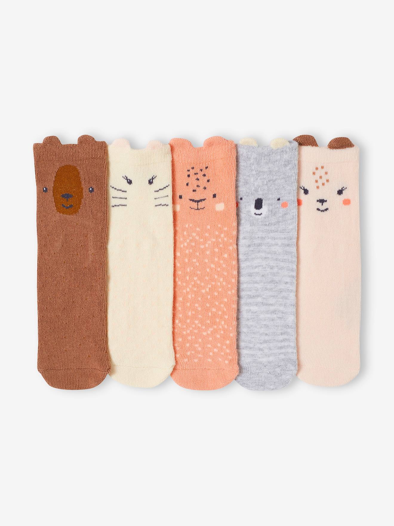 Vertbaudet 5er-Pack Baby Socken mit Tieren Oeko-Tex - rosa