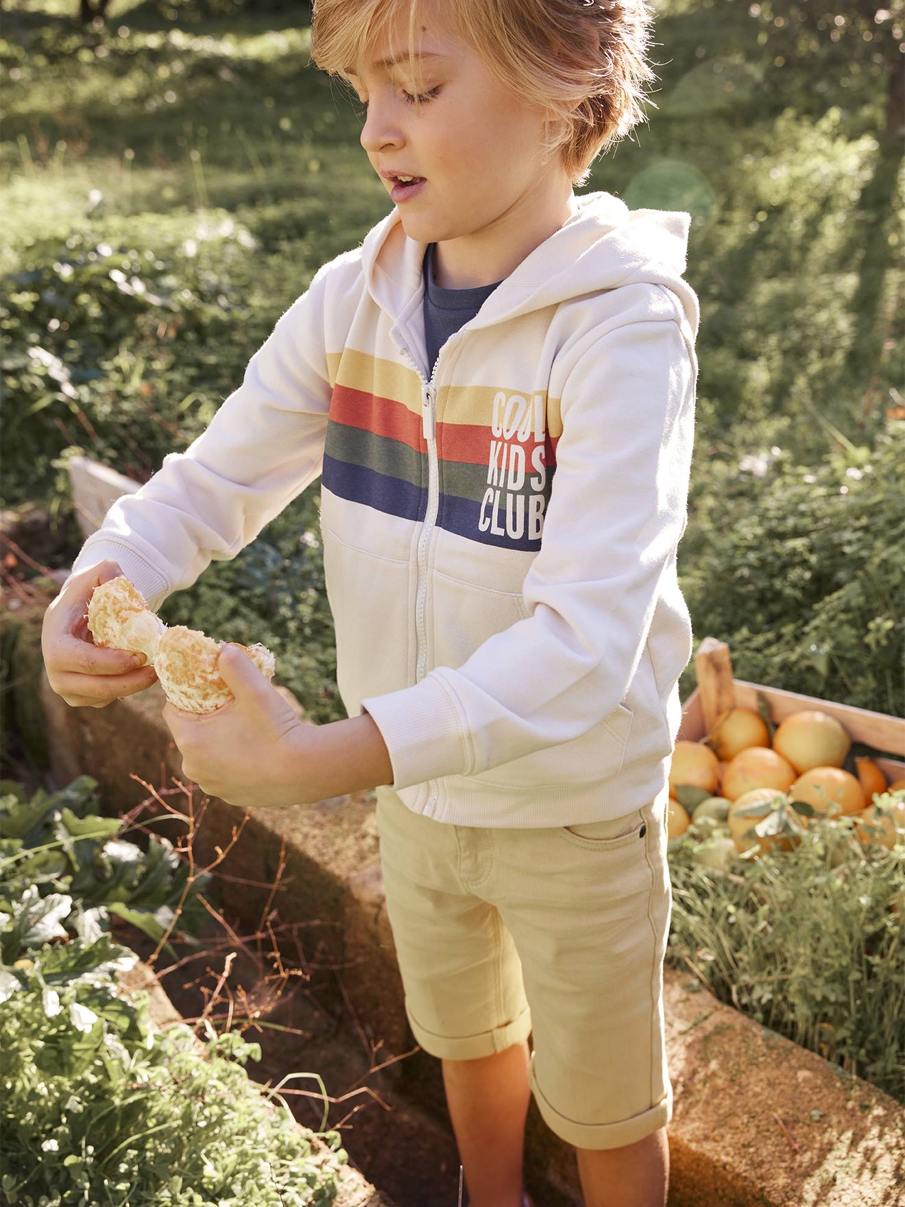 Vertbaudet Jungen Kapuzensweatjacke COOL KIDS CLUB Oeko-Tex - beige meliert