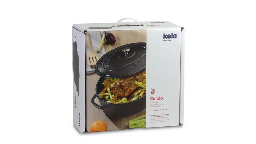 kela Bräter Gusseisen oval Calido 6l schwarz