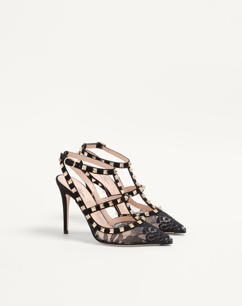 Rockstud pumps i blonde med 100 mm stropper