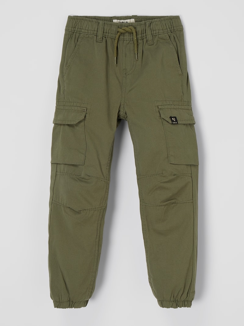 Cargohose mit elastischem Bund in khaki
