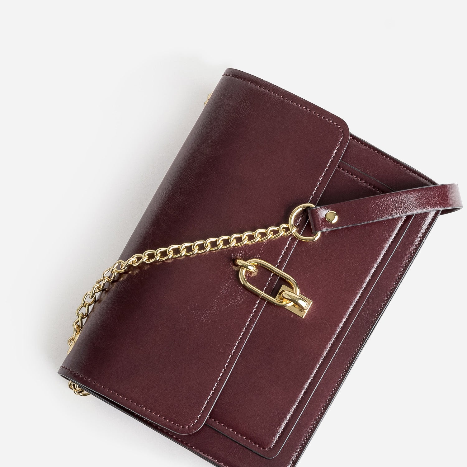 Sac à main bordeaux avec ouverture fantaisie