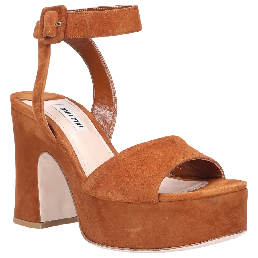Miu Miu - Plateausandalen Veloursleder braun - braun