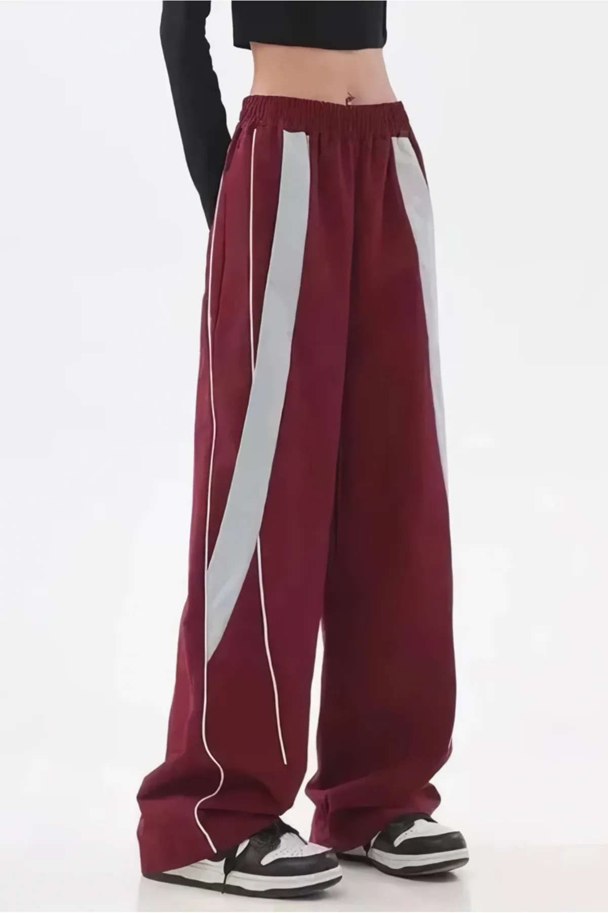 EFBUTİK  Burgunderrote, graue Retro-Jogginghose mit Details