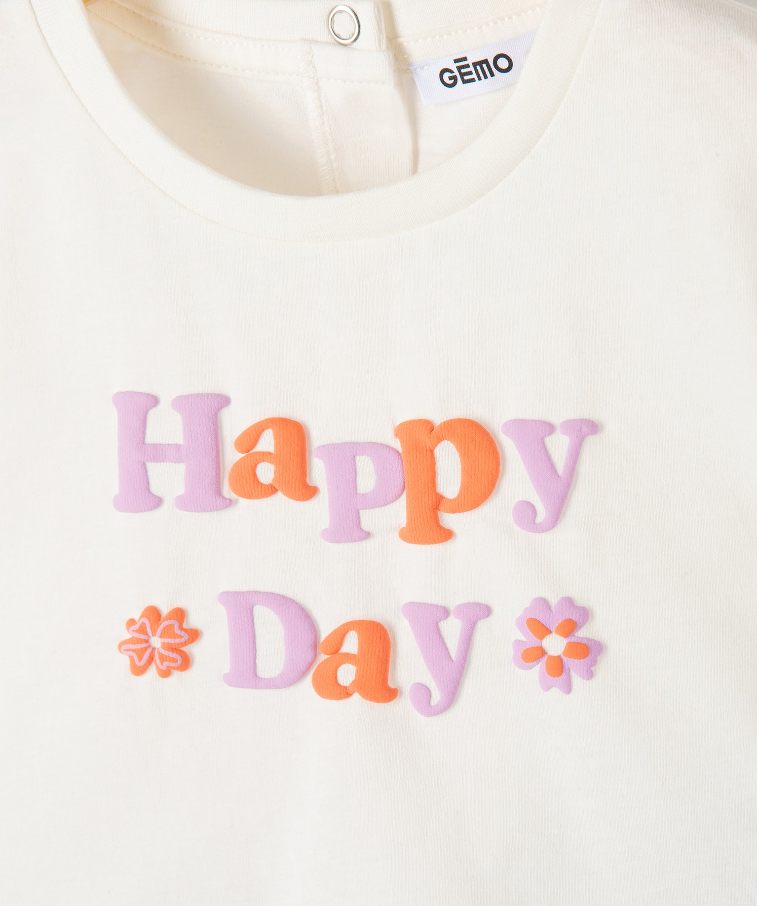 Tee-shirt bébé fille crop top à message en relief ecru | GEMO