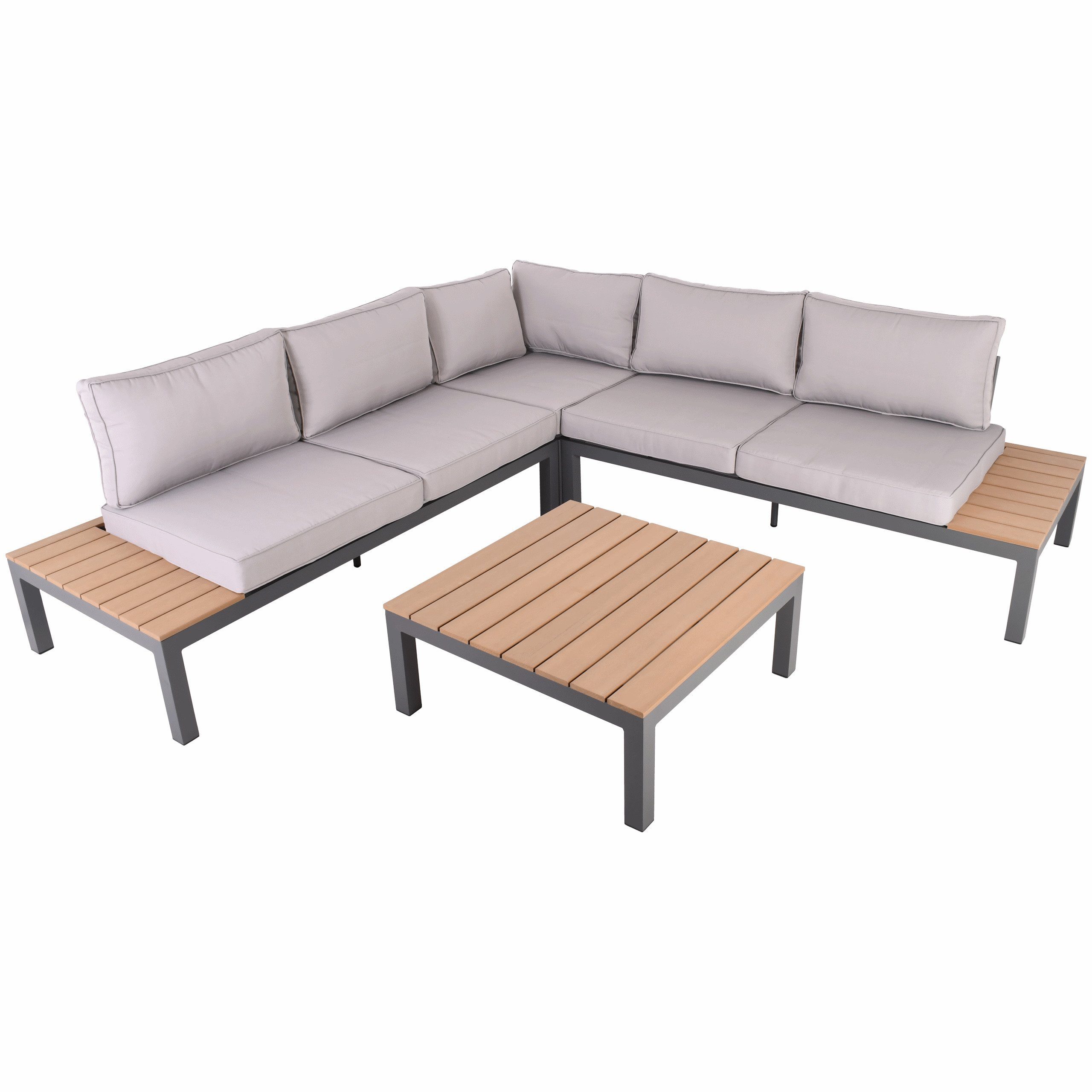 Raburg Loungeset XXL Gartenlounge SUNDAY, verschiedene Ausführungen, (Set, Essgruppe 4-tlg., 3 Sofaelemente & 1 Tisch), variabel & flexibel, bis 5 Personen