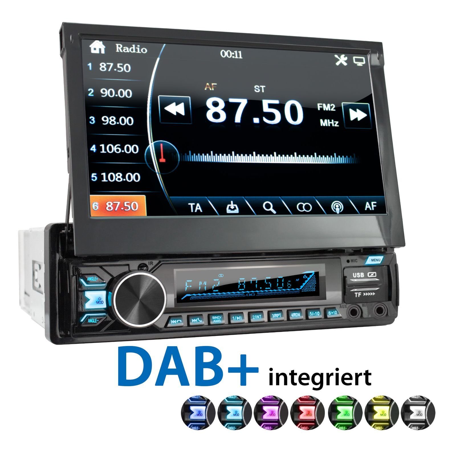 XOMAX XM-V780 Autoradio mit DAB+ plus, 7 Zoll Bildschirm, Bluetooth, 1 DIN Autoradio